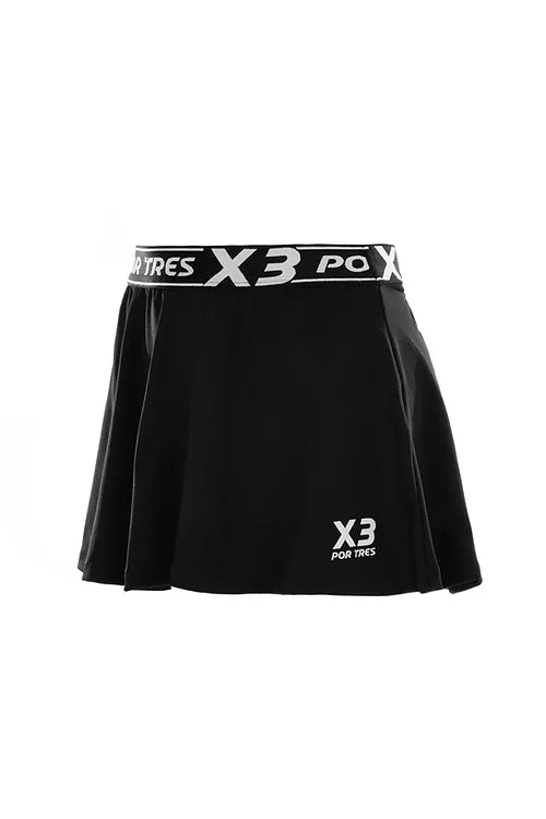 X3 Por Tres - Gonna Santander nera con logo bianco