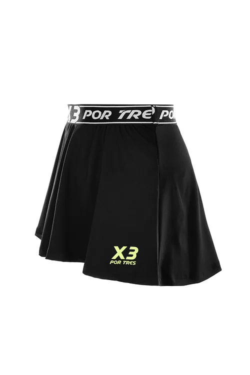 X3 Por Tres - Gonna Santander nera con logo giallo fluo